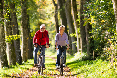 older couple riding bikes